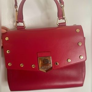 Jimmy Choo Red Leather Gold Lockett Handbag | Like New!